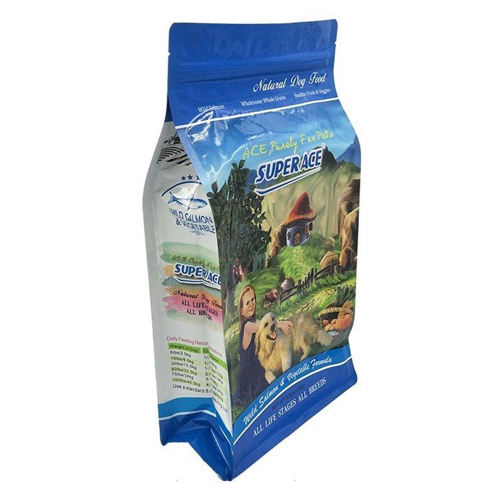 Flat Bottom Dog Food Packaging Bag With Zipper